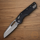 Microtech MSI Folding Knife 3.75" Partial Serrated Bohler M390MK Steel Blade Black G10 Handle