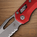 Microtech MSI Folding Knife 3.75" Partial Serrated Bohler M390MK Steel Blade Red Aluminum Handle