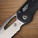 Microtech MSI Folding Knife 3.75" Partial Serrated Bohler M390MK Steel Blade Black G10 Handle