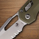 Microtech MSI Folding Knife 3.75" Partial Serrated Bohler M390MK Steel Blade OD Green G10 Handle