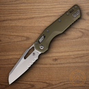 Microtech MSI Folding Knife 3.75" Partial Serrated Bohler M390MK Steel Blade OD Green G10 Handle