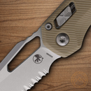 Microtech MSI Folding Knife 3.75" Partial Serrated Bohler M390MK Steel Blade Tan G10 Handle