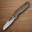 Microtech MSI Folding Knife 3.75" Partial Serrated Bohler M390MK Steel Blade Tan G10 Handle