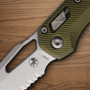 Microtech MSI Folding Knife 3.75" Partial Serrated Bohler M390MK Steel Blade OD Green Aluminum Handle
