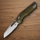 Microtech MSI Folding Knife 3.75" Partial Serrated Bohler M390MK Steel Blade OD Green Aluminum Handle