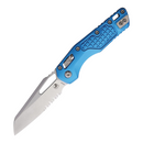 Microtech MSI Folding Knife 3.75" Partial Serrated Bohler M390MK Steel Blade Blue Aluminum Handle