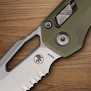 Microtech MSI Folding Knife 3.75" Partial Serrated Bohler M390MK Steel Blade OD Green G10 Handle