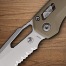 Microtech MSI Folding Knife 3.75" Partial Serrated Bohler M390MK Steel Blade Tan G10 Handle