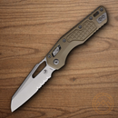 Microtech MSI Folding Knife 3.75" Partial Serrated Bohler M390MK Steel Blade Tan G10 Handle