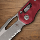 Microtech MSI Folding Knife 3.75" Serrated Bohler M390MK Steel Blade Merlot Aluminum Handle