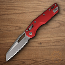 Microtech MSI Folding Knife 3.75" Serrated Bohler M390MK Steel Blade Red Aluminum Handle