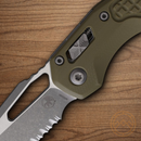 Microtech MSI Folding Knife 3.75" Serrated Bohler M390MK Steel Blade OD Green G10 Handle