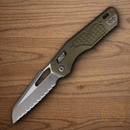 Microtech MSI Folding Knife 3.75" Serrated Bohler M390MK Steel Blade OD Green G10 Handle