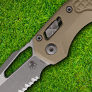 Microtech MSI Folding Knife 3.75" Serrated Bohler M390MK Steel Blade Tan G10 Handle