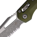 Microtech MSI Folding Knife 3.75" Serrated Bohler M390MK Steel Blade OD Green Aluminum Handle