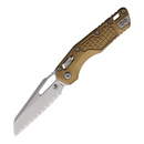 Microtech MSI Folding Knife 3.75" Serrated Bohler M390MK Steel Blade Tan Aluminum Handle