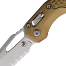 Microtech MSI Folding Knife 3.75" Serrated Bohler M390MK Steel Blade Tan Aluminum Handle