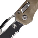 Microtech MSI Folding Knife 3.75" Partial Serrated Bohler M390MK Steel Blade Tan G10 Handle
