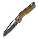Microtech MSI Folding Knife 3.75" Partial Serrated Bohler M390MK Steel Blade Tan Aluminum Handle