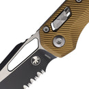 Microtech MSI Folding Knife 3.75" Partial Serrated Bohler M390MK Steel Blade Tan Aluminum Handle