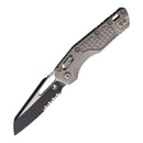 Microtech MSI Folding Knife 3.75" Partial Serrated Bohler M390MK Steel Blade Gray Aluminum Handle