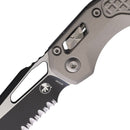 Microtech MSI Folding Knife 3.75" Partial Serrated Bohler M390MK Steel Blade Gray Aluminum Handle