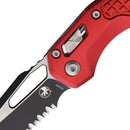 Microtech MSI Folding Knife 3.75" Partial Serrated Bohler M390MK Steel Blade Red Aluminum Handle