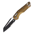 Microtech MSI Folding Knife 3.75" Partial Serrated Bohler M390MK Steel Blade Tan Aluminum Handle