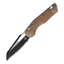 Microtech MSI Folding Knife 3.75" Serrated Bohler M390MK Steel Blade Brown Aluminum Handle