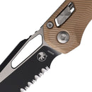 Microtech MSI Folding Knife 3.75" Serrated Bohler M390MK Steel Blade Brown Aluminum Handle