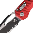 Microtech MSI Folding Knife 3.75" Serrated Bohler M390MK Steel Blade Red Aluminum Handle