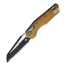 Microtech MSI Folding Knife 3.75" Serrated Bohler M390MK Steel Blade Tan Aluminum Handle