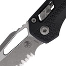 Microtech MSI Folding Knife 3.75" Partial Serrated Bohler M390MK Steel Blade Black Polymer Handle