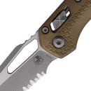 Microtech MSI Folding Knife 3.75" Partial Serrated Bohler M390MK Steel Blade Dark Earth Polymer Handle