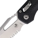Microtech MSI Folding Knife 3.75" Partial Serrated Bohler M390MK Steel Blade Black Polymer Handle