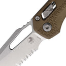 Microtech MSI Folding Knife 3.75" Partial Serrated Bohler M390MK Steel Blade Dark Earth Polymer Handle