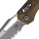 Microtech MSI Folding Knife 3.75" Serrated Bohler M390MK Steel Blade Dark Earth Polymer Handle