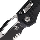 Microtech MSI Folding Knife 3.75" Partial Serrated Bohler M390MK Steel Blade Black Polymer Handle
