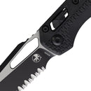 Microtech MSI Folding Knife 3.75" Partial Serrated Bohler M390MK Steel Blade Black Polymer Handle