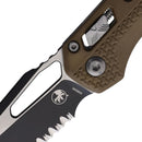 Microtech MSI Folding Knife 3.75" Serrated Bohler M390MK Steel Blade Dark Earth Polymer Handle