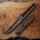Marbles Jet Pilot Bowie Fixed-Blade Knife 7.75" Stainless Blade Stacked Leather