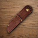 Marbles Fixed Knife 4" Standard Edge Stainless Blade Stacked Leather Handle
