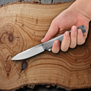 Oknife AION Folding Knife 3.5" Bohler M390 Steel Blade Gray Titanium Handle