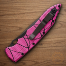 Piranha Knives Auto Mini Predator Tactical Folding Knife 3.5" CPM S30V Steel Blade Pink Camo Aluminum Handle.