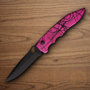 Piranha Knives Auto Mini Predator Tactical Folding Knife 3.5" CPM S30V Steel Blade Pink Camo Aluminum Handle.