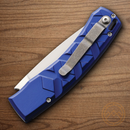 Piranha Knives Auto X Folding Knife 3.25" 154CM Steel Blade Blue Aluminum Handle