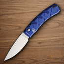 Piranha Knives Auto X Folding Knife 3.25" 154CM Steel Blade Blue Aluminum Handle