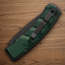 Piranha Knives Auto X Tactical Folding Knife 3.25" 154CM Steel Blade Green Aluminum Handle.