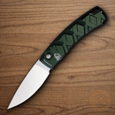 Piranha Knives Auto X Folding Knife 3.25" 154CM Steel Blade Green Aluminum Handle.
