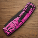 Piranha Knives  Auto X Tactical Folding Knife 3.25" 154CM Steel Blade Black/Pink Aluminum Handle